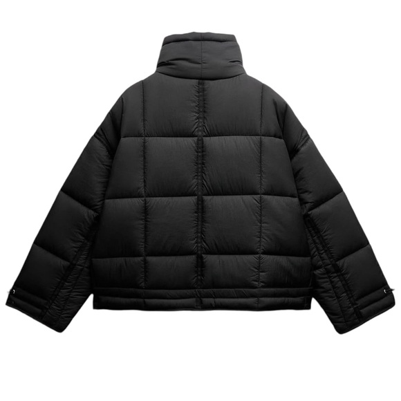 ZARA • Black Puffer Water Repellent Anorak ZW Collection Jacket Coat - Picture 3 of 12